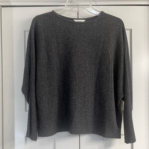H&M Women’s Gray Textured Knit Sweater Dolman Sleeve Casual Top Small Minimalist